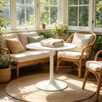 31.5 Inch Dining Table Round Bar Table for 2-4 with Enlarged Pedestal Base, Modern Mid Century Round Top Kitchen Table for Kitchen Living Room Cafe Small Spaces, White