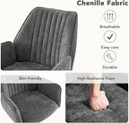 Furniliving Swivel Dining Chairs Set of 2, Upholstered Dining Room Chairs with Arms, 360° Swivel Dining Chairs with Metal Frame, Modern Kitchen Chairs for Lounge, Chenille, Darkgrey