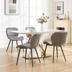 Dining Chairs Set of 4, Comfy Modern Dining Chairs with Thick Cushions, Upholstered Fabric Kitchen Side Chairs with Adjustable Metal Legs for Dining Room (Light Grey)