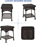 Jeco 3 Piece Rocker Wicker Chair Set, Espresso
