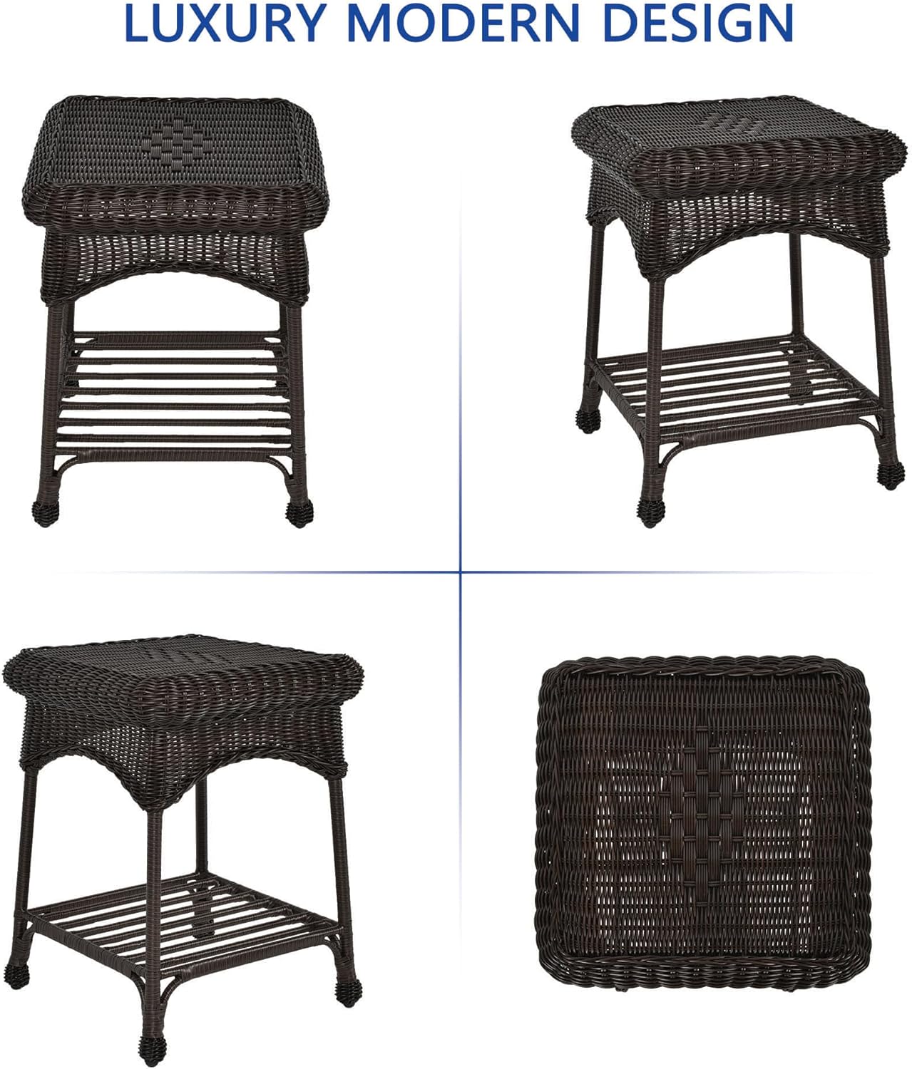 Jeco 3 Piece Rocker Wicker Chair Set, Espresso