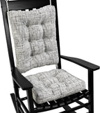 SINOSSO Rocking Chair Cushion Set with Thick Padding, Back Pillow & Seat Cushion with Ties, Modern Interwoven Style Indoor Living Room Rocker Chair Pads for Elderly Sitting, White-Gray