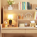 Kids Desk and Chair Set Wooden Children's Learning Table and Chair with Hutch and Two Drawers Children Study,Writing,Computer,Workstation Desk for 3 and Above(Nature