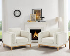 VANOMi Oversized Accent Chair Set of 2, Modern Upholstered Chairs | Boucle Reading Chair with Solid Wood Legs and 400 lbs Capacity, Cozy Seating for Living Room, Bedroom & Office, Ivory White