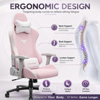 Gaming Chair 4D Adjustable Armrests - 170° Reclining & 320lb Capacity, High Back Ergonomic Computer Chair with Lumbar Support, Fabric Office Chair for Adults Pink