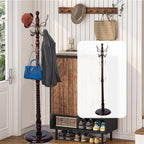 Coat Racks Free standing, Natural Wood Coat Rack Stand With 14 Hooks, Heavy Duty Adjustable Height Coat Racks For Entryway Hallway Foyer Office Bedroom (Redwood)