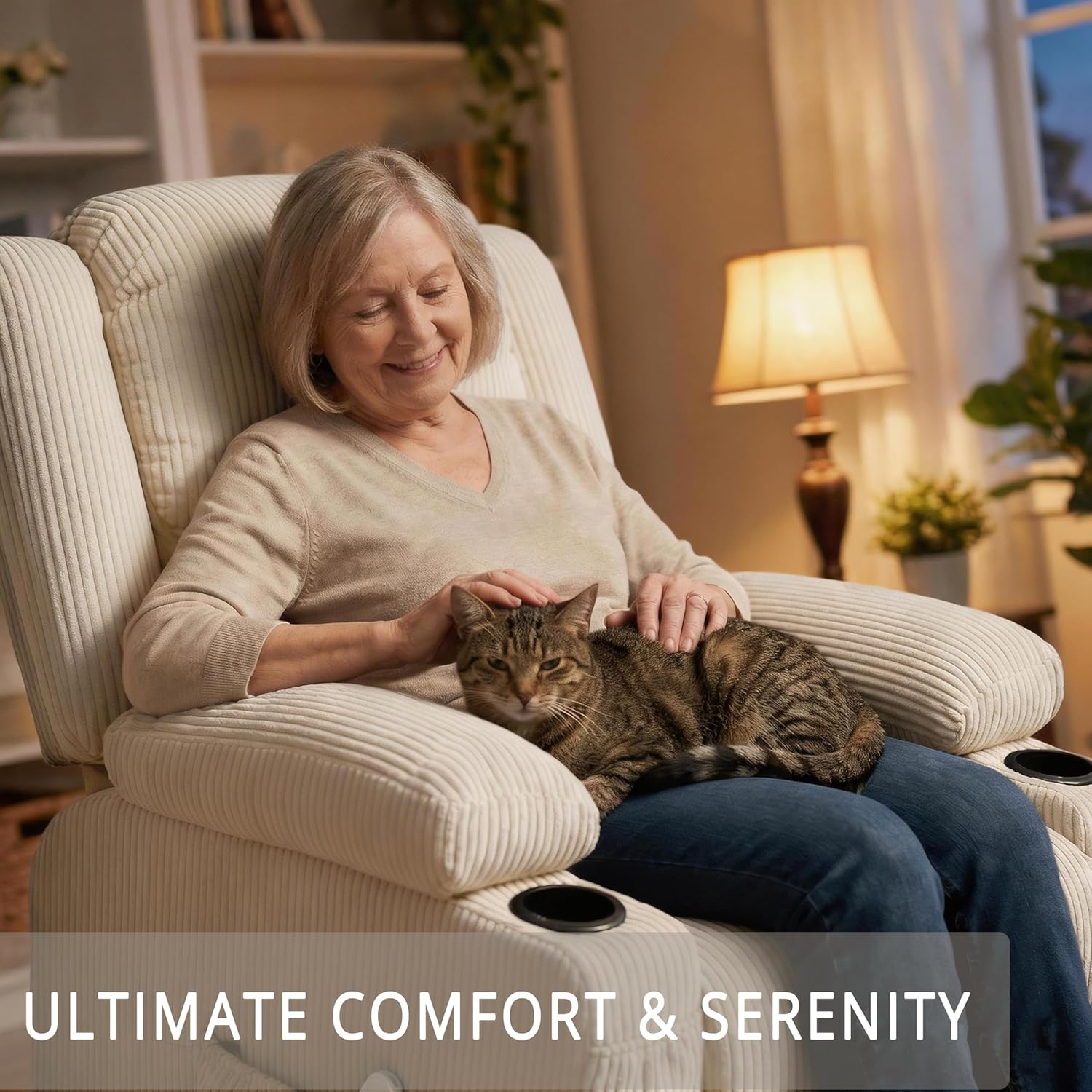 Heavy Duty Power Lift Recliner Chair for Elderly, 400lbs Capacity Massage and Heat Recliner, Soft Corduroy 160° Reclining Electric Stand Up Chair, USB & Type-C, Memory Foam, Cup Holders