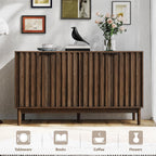 Otterease Fluted Cabinet with Storage, Small Buffet Cabinet Sideboard with Door, Kitchen Buffet Storage Accent Cabinets with Adjustable Shelves for Living Room, Entry, Hallway,Wlanut