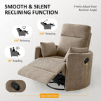 Oversized Nursery Rocking Chair, 360° Swivel Glider Recliner Chair, Chenille Silent Nursery Chair with 2 Pillows and Footrest, Cozy Reclining Sofa for Living Room, Bedroom, Nursing, Camel