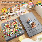 TOLEAD 11PCs Play Couch Sofa for Kids Imaginative Furniture Play Set for Creative Kids,Toddler to Teen Bedroom Furniture,Girls and Boys Playroom Sofa (Grey, 11PCs Play Couch)