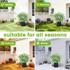 2 Pack Artificial Potted Boxwood Topiary Trees - UV Resistant Faux Outdoor Potted Plants, Spring Summer Greenery Fake Bushes for Front Door Farmhouse Garden Porch Outdoor Decor