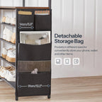 HOOBRO Hall Tree with Bench, Entryway Coat Rack with Shoe Rack, 39.4" Shoe and Coat Rack, 5 Tier Shoe Storage Organizer with Oxford Fabric Side Pockets, Adjustable Mesh Shelves, Rustic Brown BF76MT01