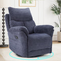 ANJ Swivel Rocker Recliner Chair, Manual Fabric Glider Nursery Recliner Chair, Single Rocking Modern Sofa Home Theater Seating for Living Room, Nursery (Slate Blue)