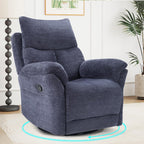 ANJ Swivel Rocker Recliner Chair, Manual Fabric Glider Nursery Recliner Chair, Single Rocking Modern Sofa Home Theater Seating for Living Room, Nursery (Slate Blue)