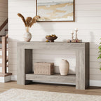 Garvee Farmhouse Console Table for Living Room, Long Console Table for Entryway, 2-Tier Large Sofa Table with Storage, Entryway Entry Table for Entrance, Hallway, Grey, 47"