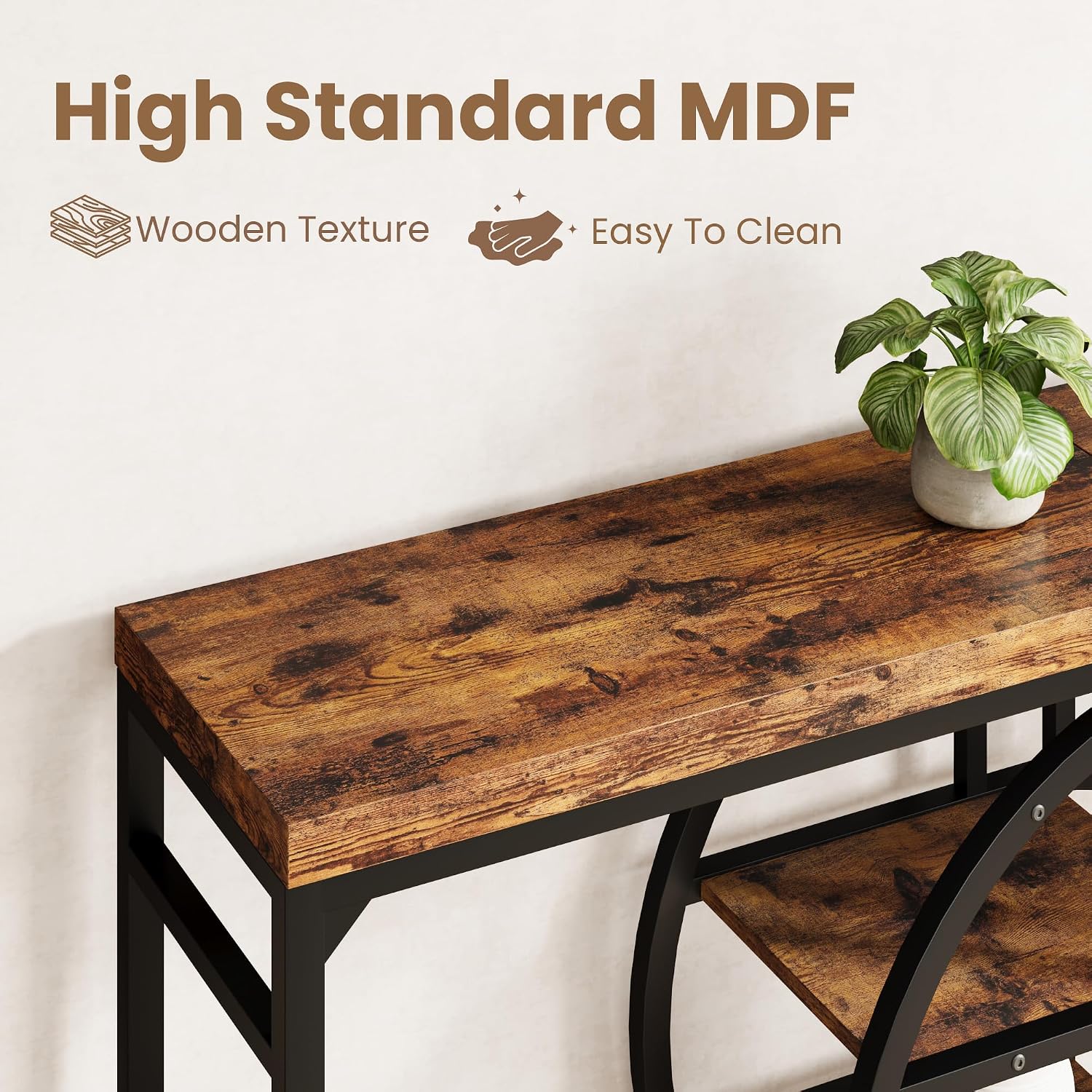 Garvee 55" Entryway Table, 5-Tier Console Tables for Entryway, Industrial Sofa Tables with Storage for Living Room, Entry Hallway Couch Entrance Table with o-Shaped Metal Frame & Storage Shelves