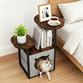 Turosur Cat Bed End Table Flip Top Side Table with Removable Cat Hideaway 3-Tier Open Shelf Farmhouse Accent Table for Home Bedroom Living Room