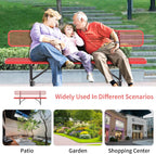 96" Metal Park Benches for Outside - Red Outdoor Benches Heavy Duty Garden Weatherproof Bench with Backrest, Buddy Bench for Schools,Commercial Benches for Shopping Mall, Store, Yard, Patio
