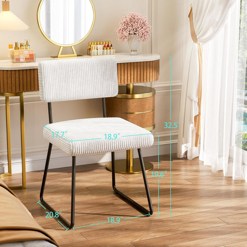 Velvet Dining Chairs Set of 6, Upholstered Dining Room Kitchen Chair with Thick Cushion, Soft Backrest, Metal Legs, Mid Century Modern Accent Side Chair for Home Living Room Bedroom, White
