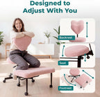 Ergonomic Cross Legged Office Chair with Foot Rest for Kneeling Seating - Crisscross Desk Chair with Wheels for ADHD to Sit Cross Legged - Multi-Position Adjustable Seat with Back Support for Women