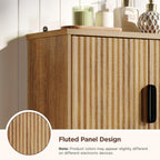 FiveWillowise Fluted Bathroom Wall Storage Cabinet with Open Shelf, Floating Wall Mounted Medicine Cabinet with Adjustable Shelves, Over The Toilet for Bathroom, Laundry Room, Kitchen, Natural Oak