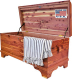 DutchCrafters Red Cedar Wood Blanket Storage for Living Room, Fully Lined Hope Chest, Bedroom Bench, Lockable Storage Box, Locking Chest with Handles and Waterfall Edge - Amish Made in USA (45" Large)