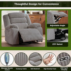 Oversized Power Swivel Rocker Recliner for Living Room, Extra Wide Nursery Rocking Chair with Vibration Massage and Heat, USB & Type-C Charging Port and Cup Holder for Adults, Grey