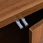 Brafab 4-Door Fluted Sideboard Buffet Cabinet with Arched Reeded Doors and Adjustable Shelves, Modern Credenza Storage Cabinet for Living Room Dining Room, Walnut Oak Finish