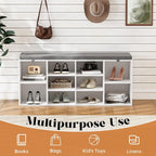 41" Shoe Storage Bench with Cushion, Entryway Shoe Rack with 10 Cubbies, Multifunctional Shoe Organizer Bench for Hallway, Bedroom, Living Room, White