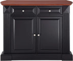 Crosley Furniture Drop Leaf Kitchen Island/Breakfast Bar, Black