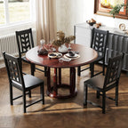 Giantex Wooden Dining Chairs Set of 2, Kitchen Chairs w/Rubber Wood Frame & Leaf-Shaped High Back, Max Load 400 LBS, Farmhouse Armless Dinette Side Chairs for Living Dining Room Restaurant, Black