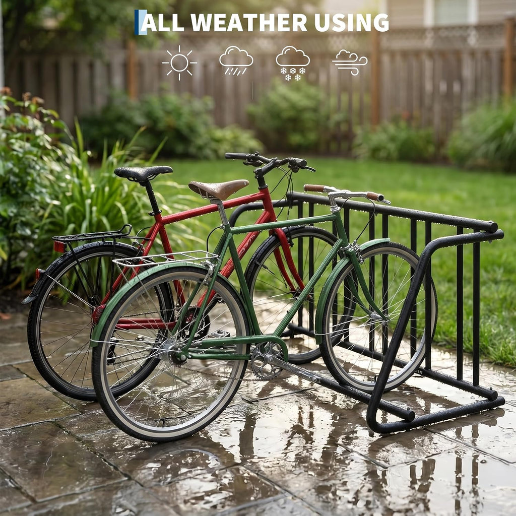 5-Bike Rack Stand, Single Sided Freestanding Metal Bicycle Storage Holder, Heavy-Duty Grid Bike Parking Organizer, Rustproof Steel Bike Stand for Garage Outdoor Home School