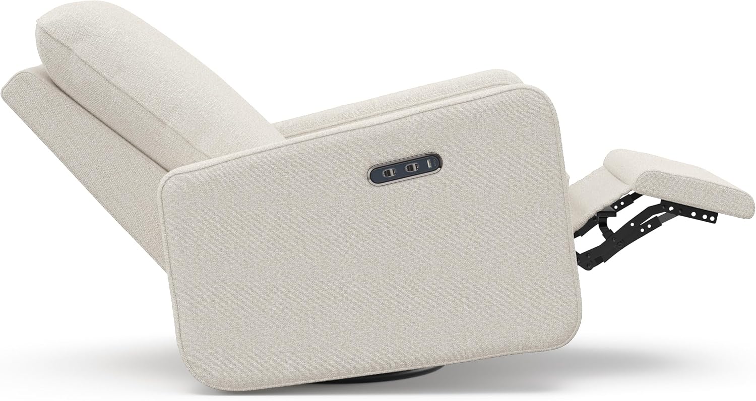 Graco Teddi Power Recliner Swivel Glider, Electronic Power Recline, Oeko-TEX 100 Certified, USB-A & USB-C Charger, Premium Cushioning & Comfort – (Dune Basketweave)