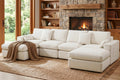 136" Cloud Modular Sectional Sofa with Detachable Comfort Seat Cushion, U-Shaped Convertible Boneless Couches for Living Room, Rearrange Freely, No Assembly, Warm White, 6-Seater Ensemble
