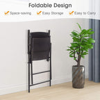 Casart Folding Wicker Rattan Bar Chairs Set of 4, Tall Stool with Back, Steel Frame, Armrests and Footrest, Bar Stools Garden Patio Furniture Set