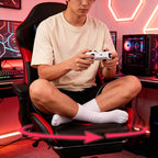 Gaming Chair, Ergonomic Reclining Computer Chair for Adults, with Footrest and Lumbar Support, 360° Swivel, for Office Gaming Home Use, Red & Black