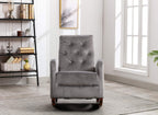Dolonm Rocking Chair Mid-Century Modern Nursery Rocking Armchair Upholstered Tall Back Accent Glider Rocker for Living Room (Grey - Velvet)