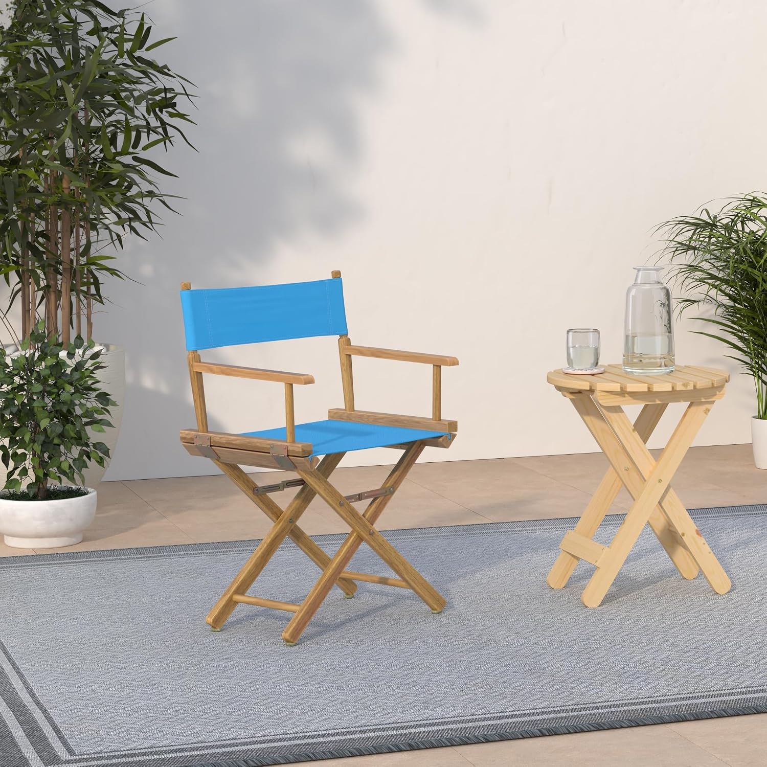Casual Home 200-00/021-27 Director Chair 18" - Classic Height Natural Frame/Turquoise Canvas
