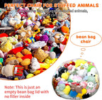 Clear Stuffed Animal Storage Bean Bag Chair Cover for Kids with Zipper | Transparent Waterparoof Wipe Clean Thicker PVC, Holds 100+ Stuffed Animals, Double Zipper for Plush Toys Storage & Organizing