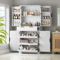 72" Tall Fluted Kitchen Pantry Cabinet with 3 Drawers 6 Adjustable Door Shelves Large Freestanding Storage Cupboard for Kitchen Bathroom Dining Room Office Entryway White