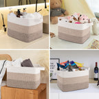 OIASKET Storage Baskets for Organizing, Woven Baskets for Shelves, Rectangle Decorative Organizer for Storage Clothes, Toy, Books, Towels Nursery Bins 3 Pack (Gradient Yellow, 14.17"x9.85"x9.45")