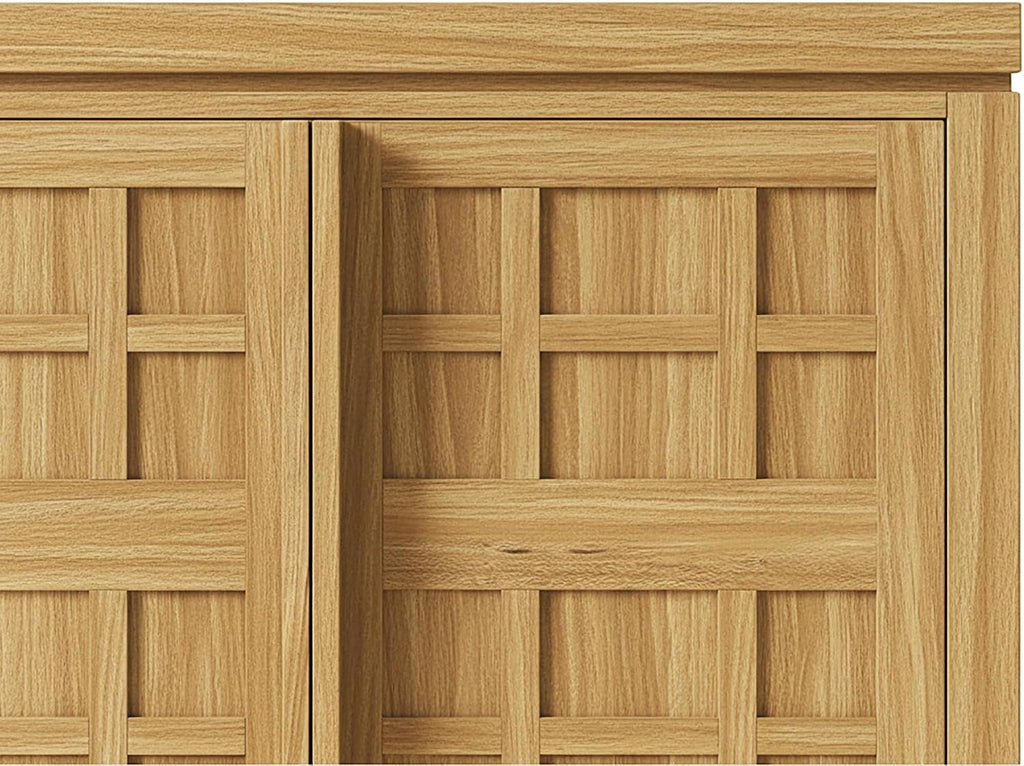 Walker Edison Booker Modern Sideboard/TV Stand with Adjustable Cabinets, 74 Inch, Heritage Oak