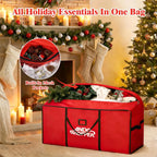 Christmas Tree Storage Bag 7.5 Ft, Heavy Duty 600D Oxford Cloth with Built-in Double Mesh Pockets, Double Zippers & Reinforced Handles (50×16×20in)