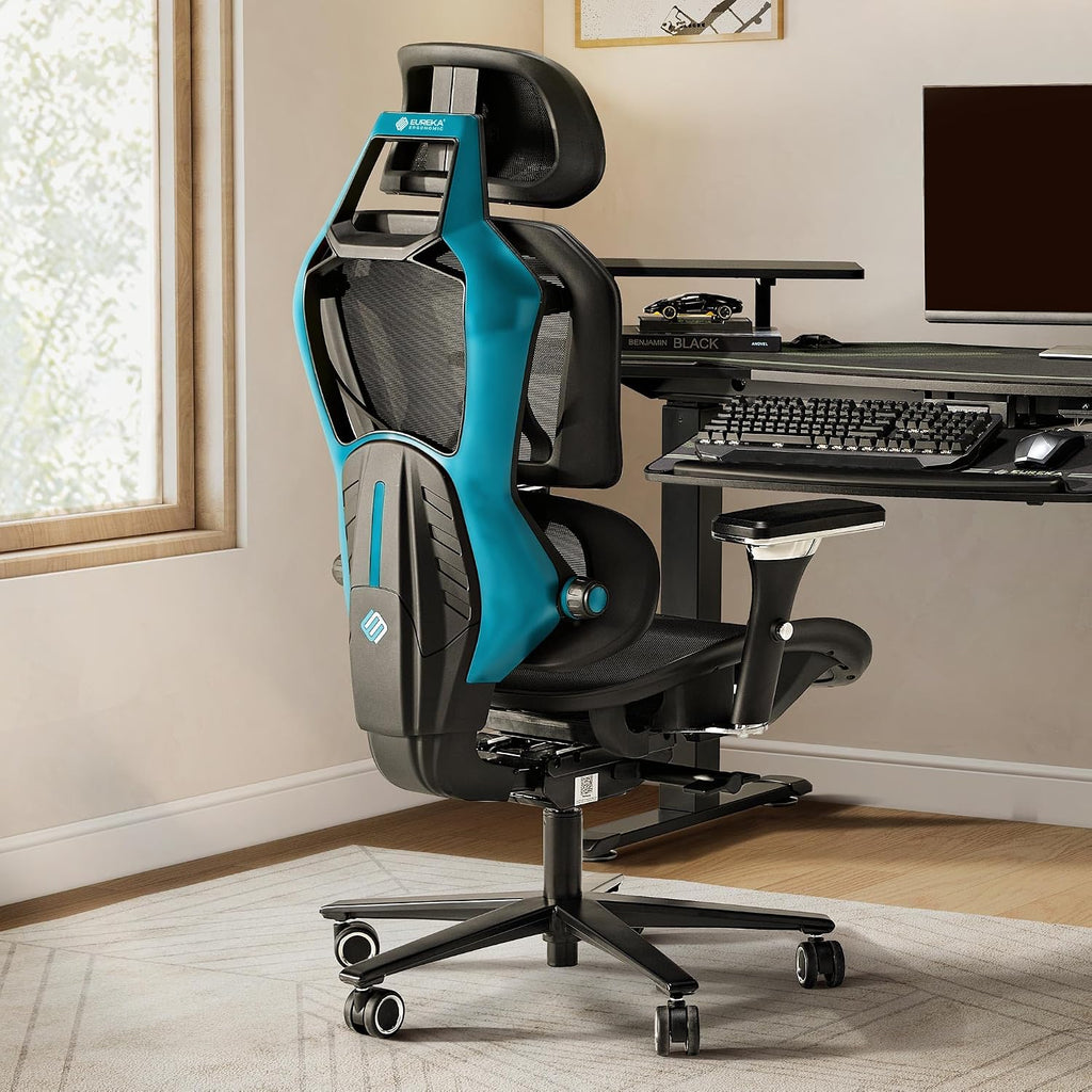 EUREKA ERGONOMIC Gaming Chairs for Adults GC05, Gamer Chair with Lumbar Support, Gaming Chair with 4D Armrests, Ergonomic Gaming Chairs with Adjustable Headrest, Blue