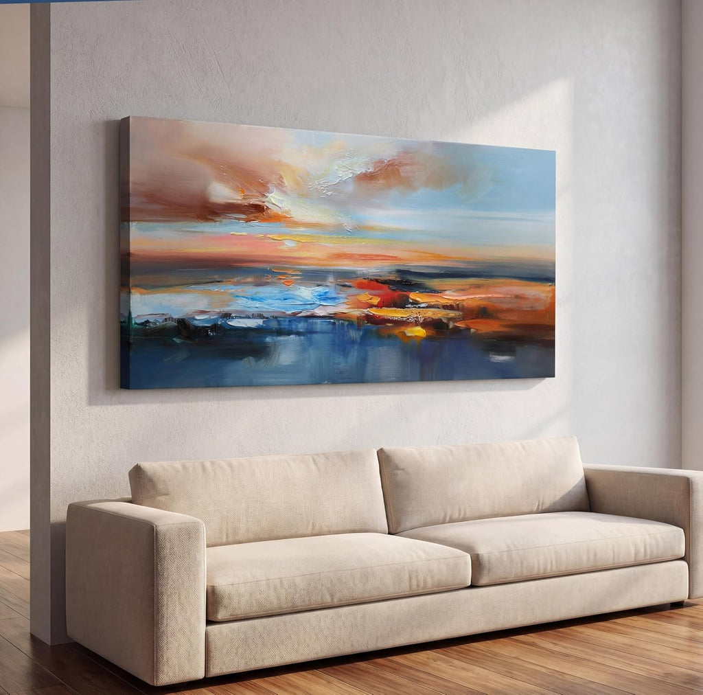 Brushart Abstract Wall Art Large Landscape Canvas Wall Art Pictures Paintings Wall Decor Living Room Textured Artwork for Dining Room Walls Bedroom Home Office, 48"x24"
