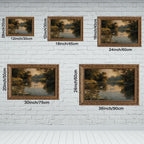 Swan Lake Landscape Oil Painting Vintage Gold Frame Framed Canvas Wall Art for Living Room Bedroom Office Dining Room Entryway Home Decor Ready to Hang 18x12 Inch