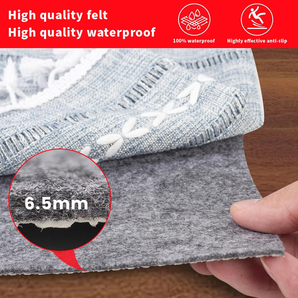 Waterproof Rug Pad Round 1/4 Thick Waterproof Non-Slip Rug Pad， Pad for Hardwood Floors， Rug Pads for All Floors and Finishes, Keeps Carpets in Place Soft and Safe（6TF）