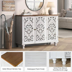 JOINICE Accent Cabinet with 3 Carved Doors,Farmhouse Buffet Cabinet with Storage for Living Room, Entryway, Dining Room, Coffee Bar(White)