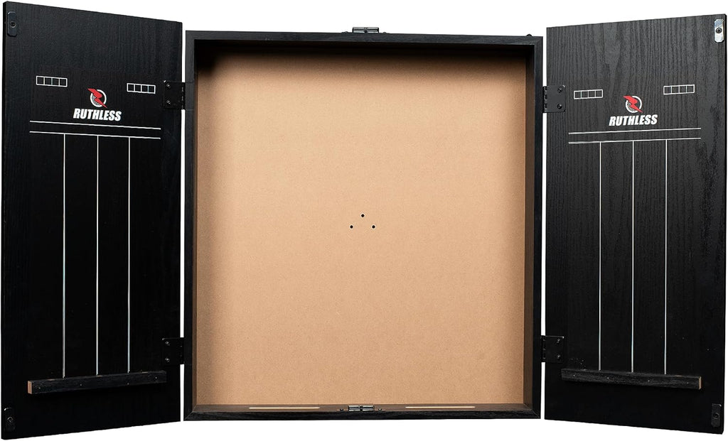Ruthless | Dart Board Cabinet | Professional Heavy Duty Square Black Dartboard Storage
