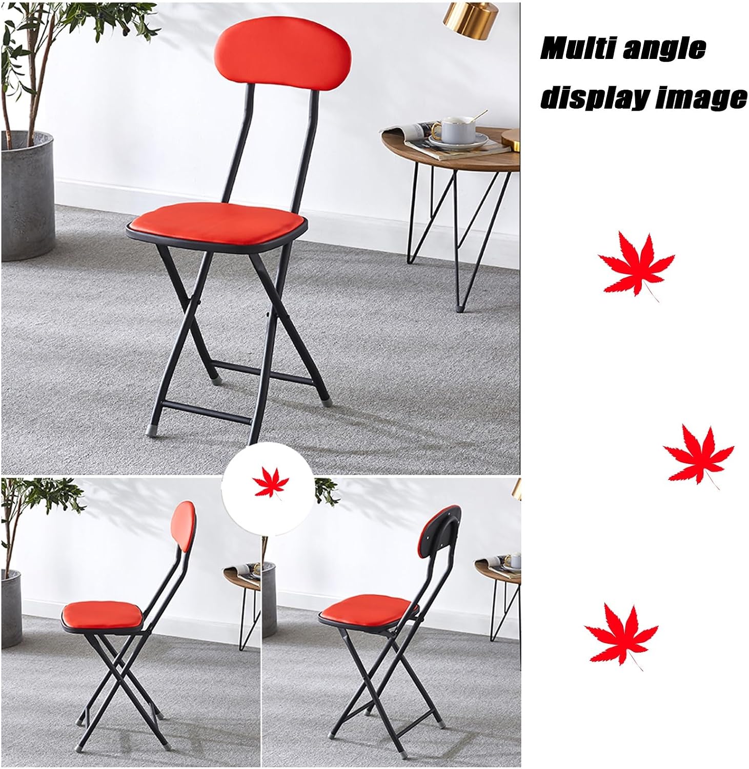 Compact Folding Chair with High Backrest – Perfect for Dorm Rooms & Apartment Dining,Open Back,Easy to Move and Store Guest Chairs(Black)